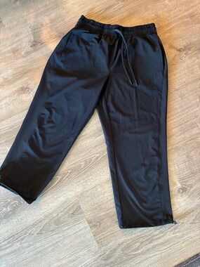 Womens Black Elastic Waist Drawstring Joggers